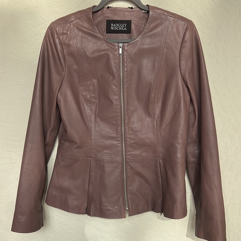 100% Leather BADGLEY MISCHKA Peplum Jacket style